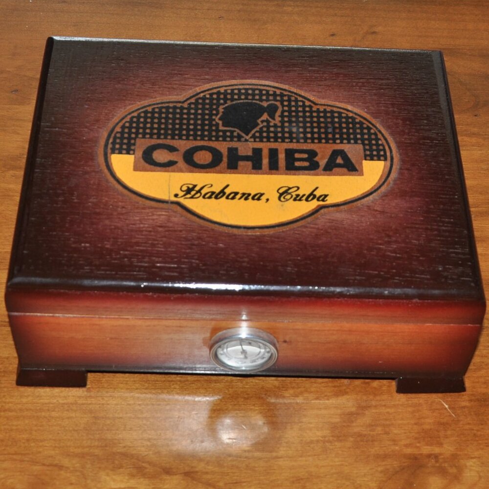 Vintage Cohiba Cigar Humidor Box Habana, Cuba Lid Art 9x7x3.5"